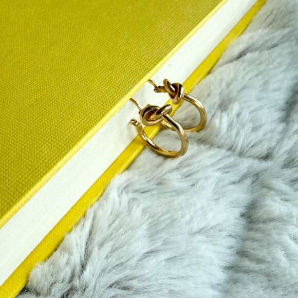 Celine Gold Knot Earrings - Picture 3 of 9